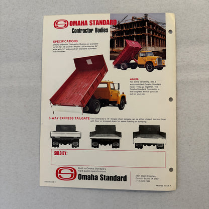 Omaha Standard Truck Body Sales Brochure Catalog City Stake Contractor Bodies