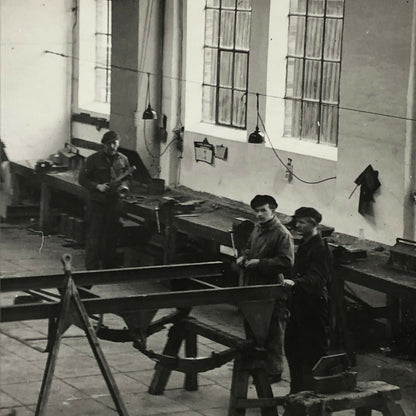 Antique Vintage Photograph of a Factory with Workers - Denmark Ergo Trailer ? 