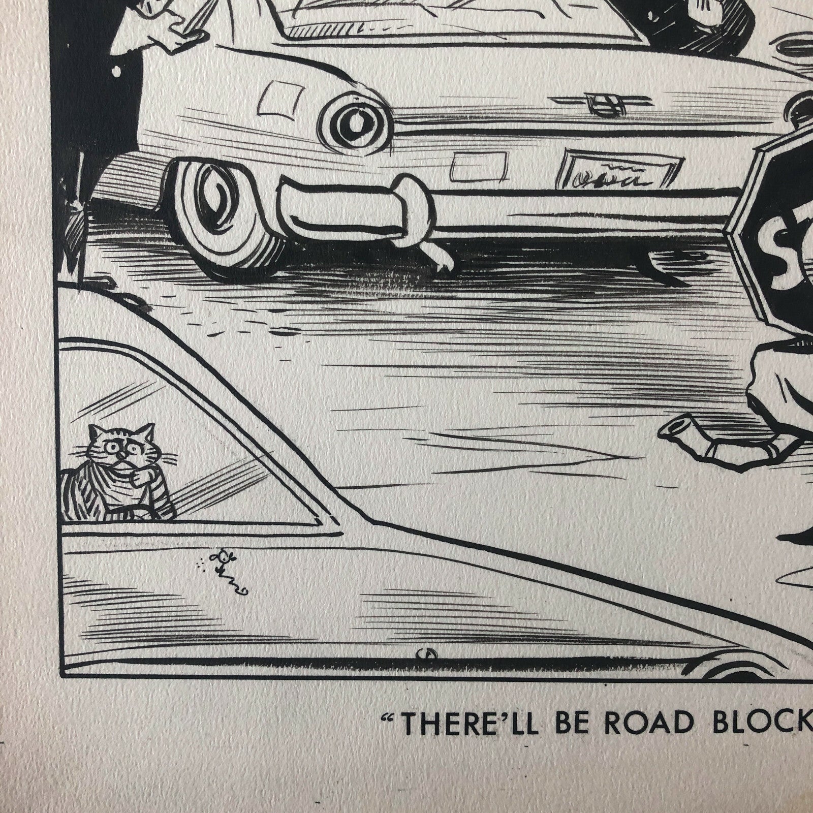 Vintage 1960s Newspaper Comic Illustration Art Police Drunk Driver Toronto 