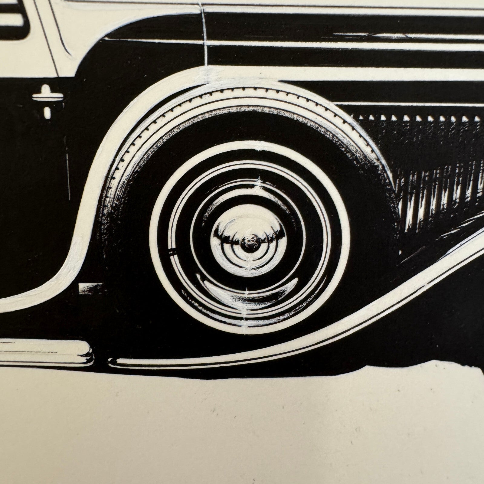 1932 Minerva Type 4000 Cabriolet Automobile Illustration Art Drawing Hand Drawn