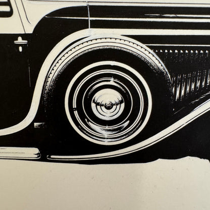 1932 Minerva Type 4000 Cabriolet Automobile Illustration Art Drawing Hand Drawn