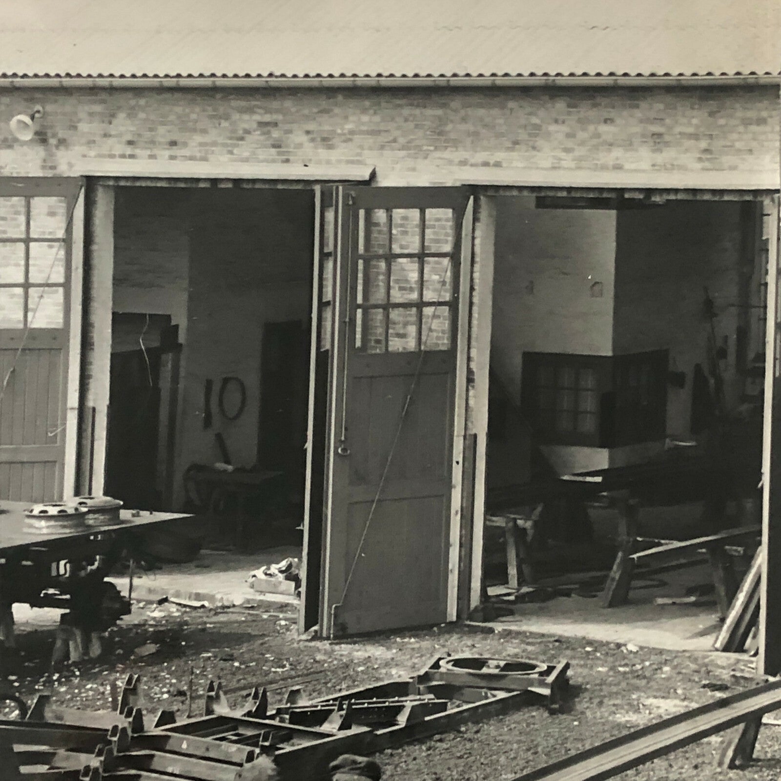 Antique Vintage Factory Company Industrial Workers Photograph ERGO Trailer