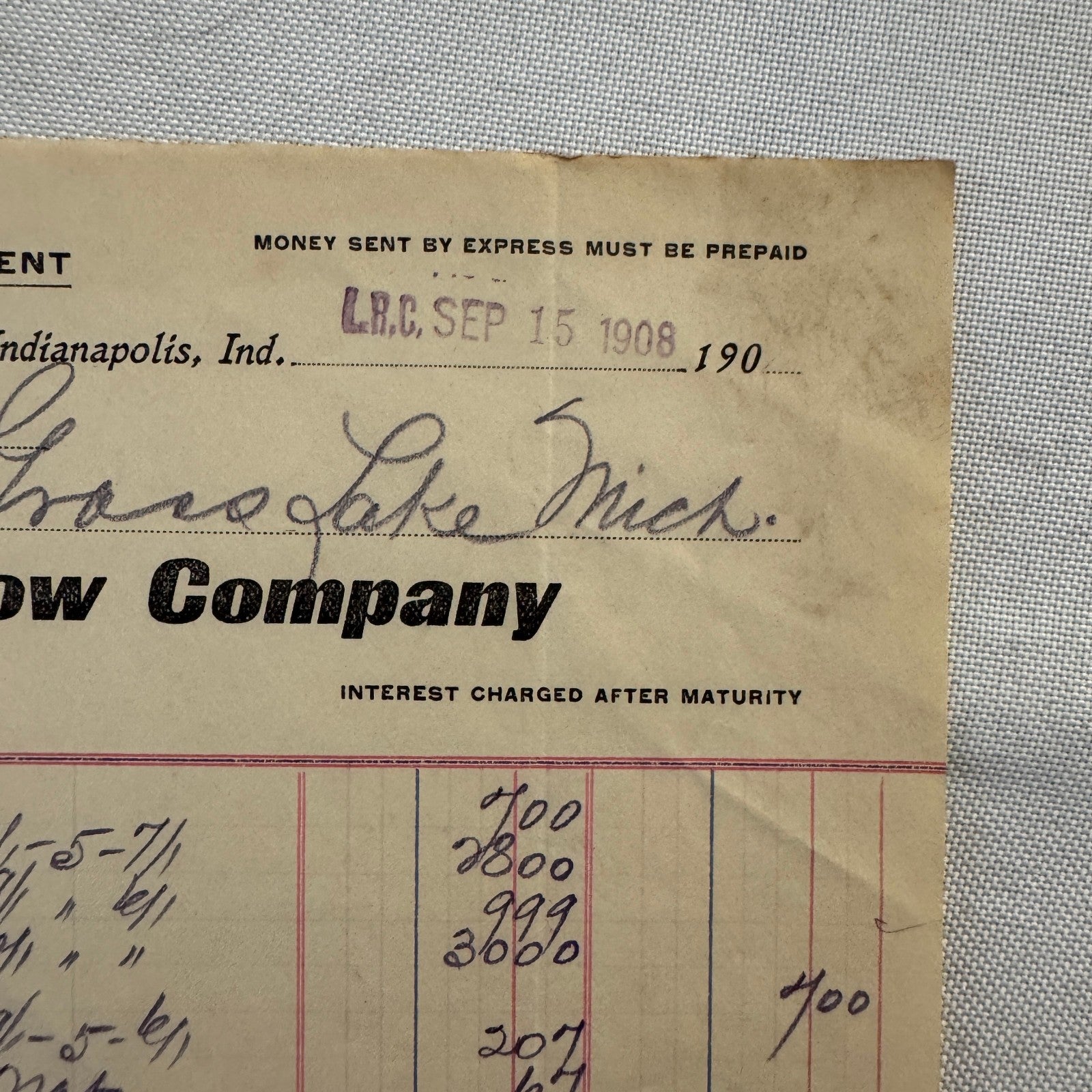 1908 John Deere Plow Company Antique Document Receipt Invoice Farm Equipment