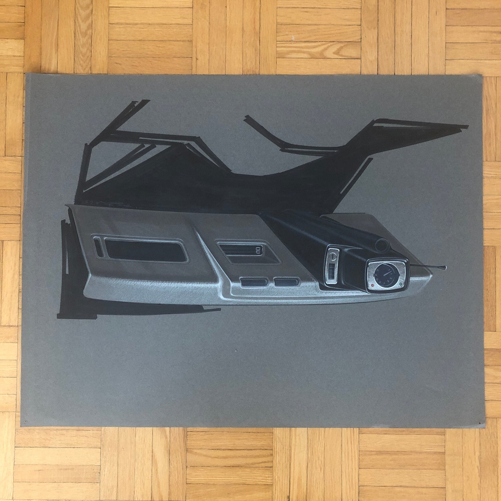 Vintage 1960s Ford Concept Car Design Sketches Lot of 10 Interior Illustrations