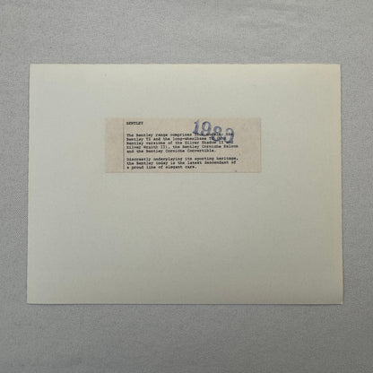 Bentley T2 Car Factory Press Photo Photograph Print 1980