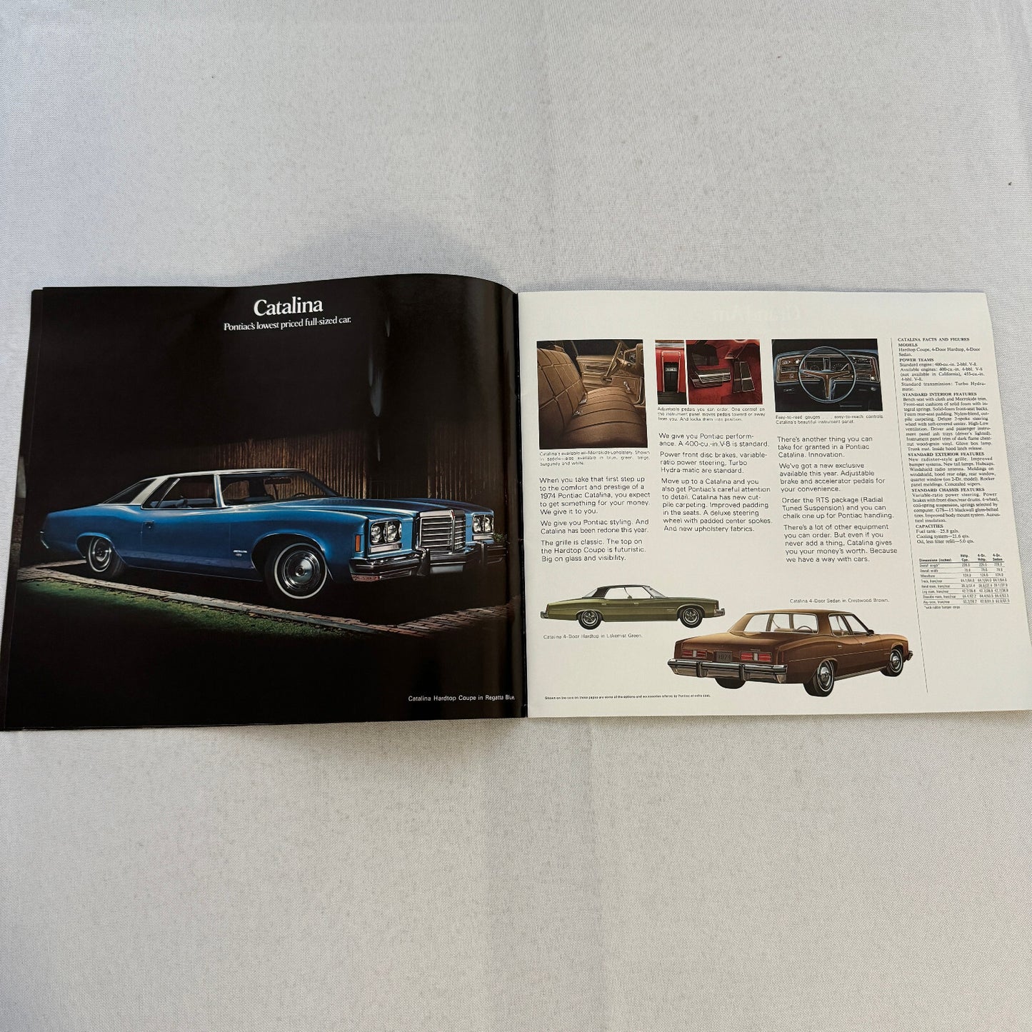 1974 Pontiac Car Sales Brochure Catalog Firebird Grand Prix GTO Ventura Grand Am