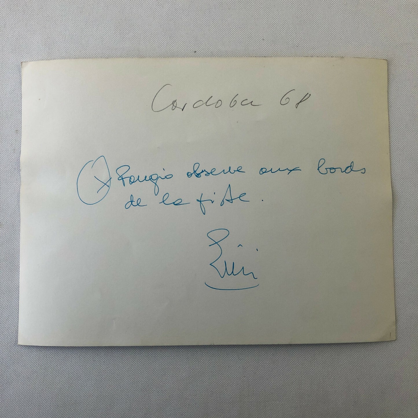 Vintage Racing Photo Photograph 1968 Juan Manuel Fangio Watching Grand Prix Car