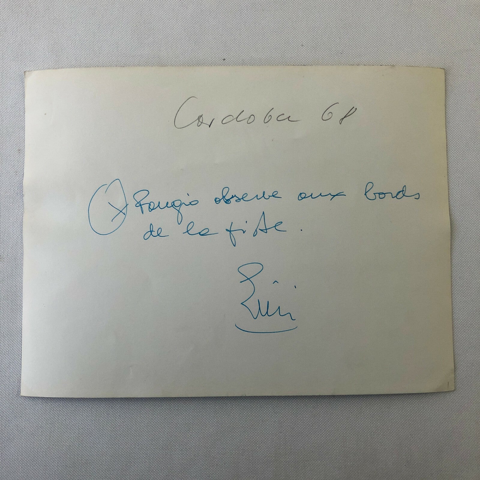 Vintage Racing Photo Photograph 1968 Juan Manuel Fangio Watching Grand Prix Car