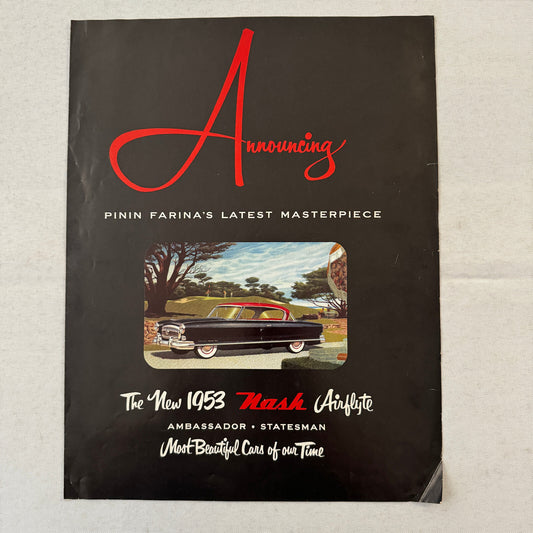 1953 Nash Car Sales Brochure Catalog Advertising Statesman Airflyte Ambassador
