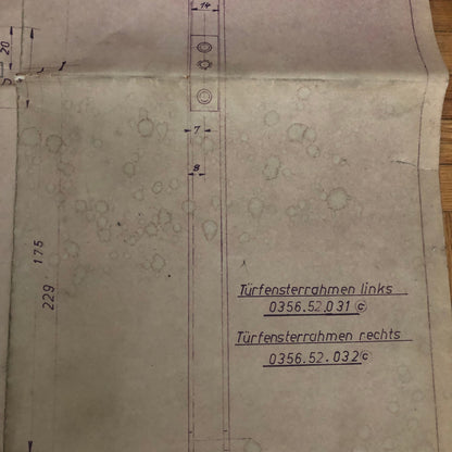 Vintage Porsche Reutter & Co Coachbuilder Factory Part Blueprint Document German