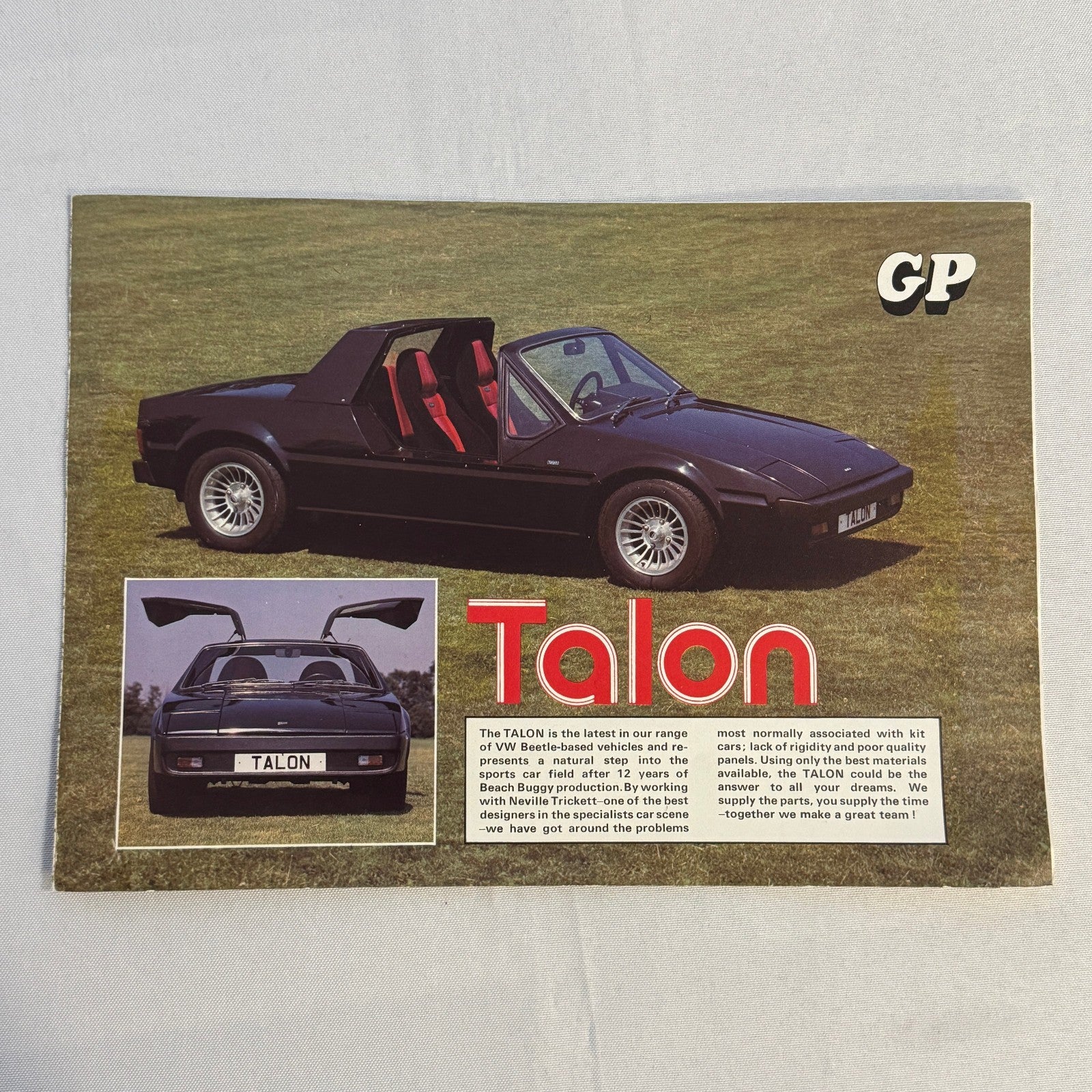 Vintage Talon VW Volkswagen Beetle Chassis Kit Car Sales Brochure Catalog