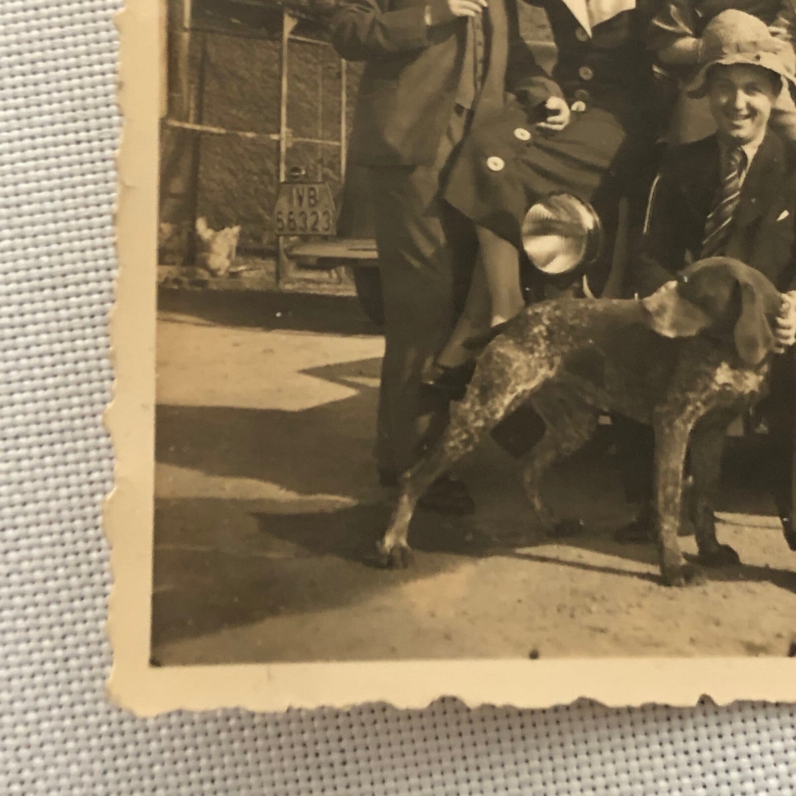 Vintage Photo Photograph People Dog Antique Car Automobile - Tag AL22SM2