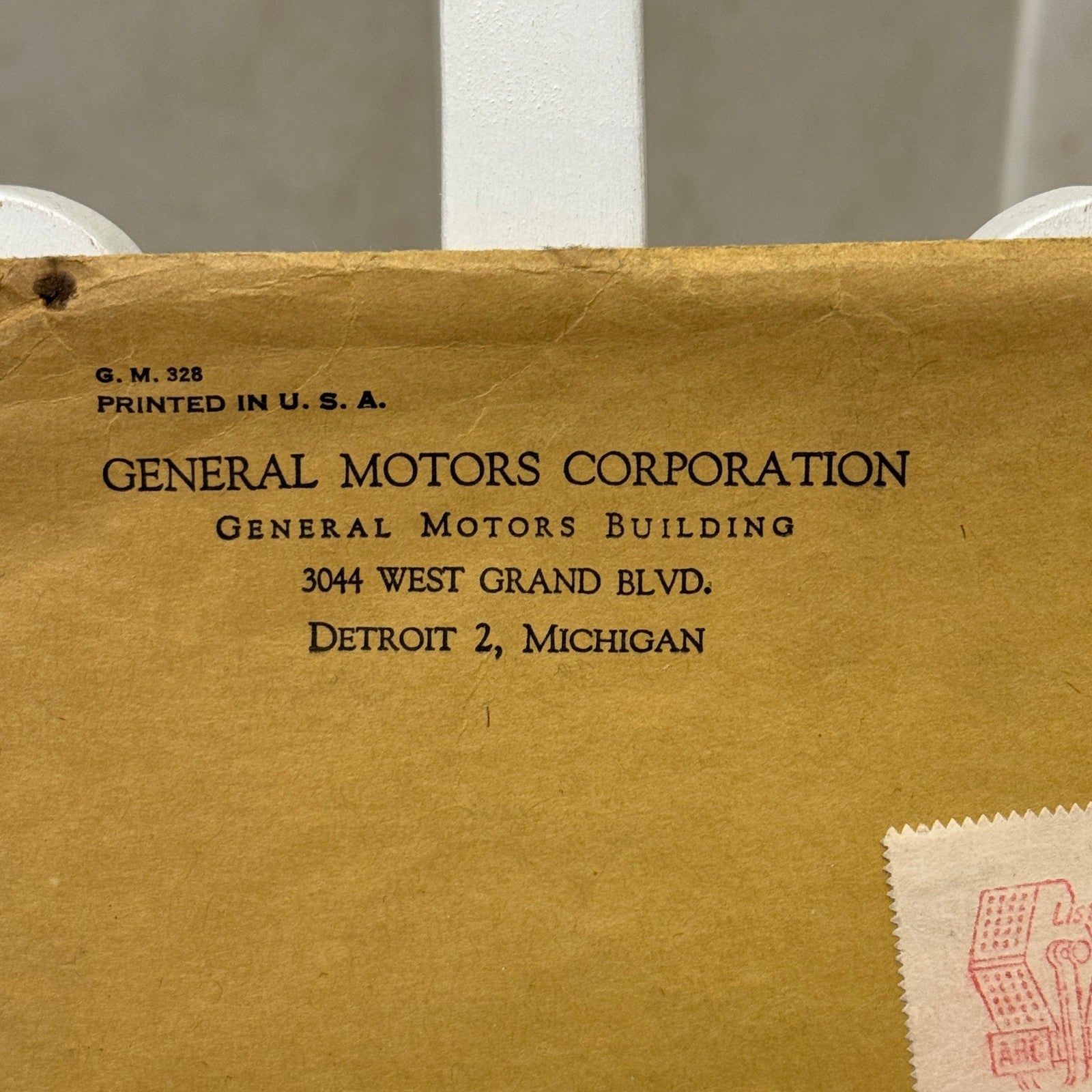 Vintage General Motors GM Envelope 1954 Postmark Empty