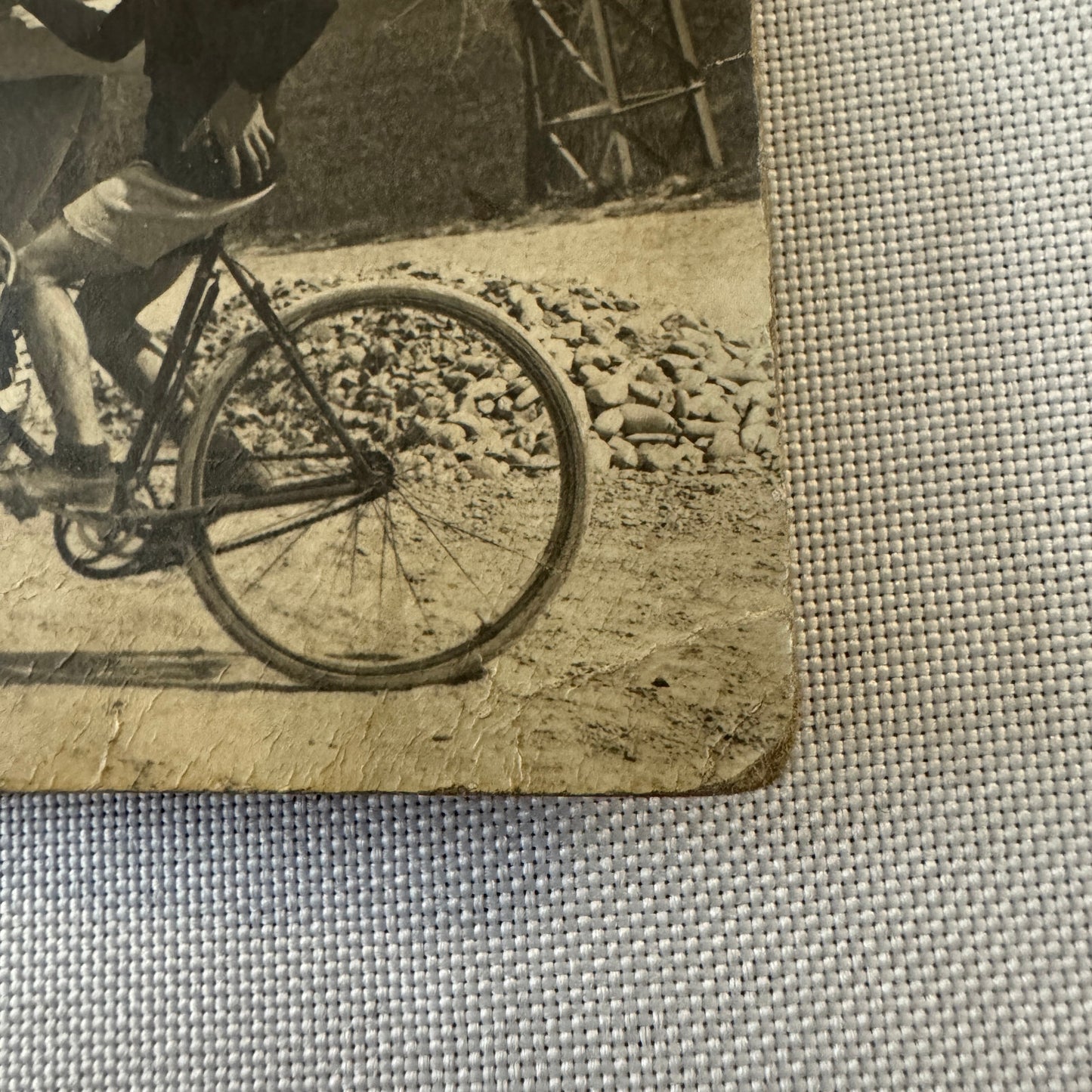 Vintage Italian Real Photo Postcard Post Card RPPC Automobile People Car Bicycle