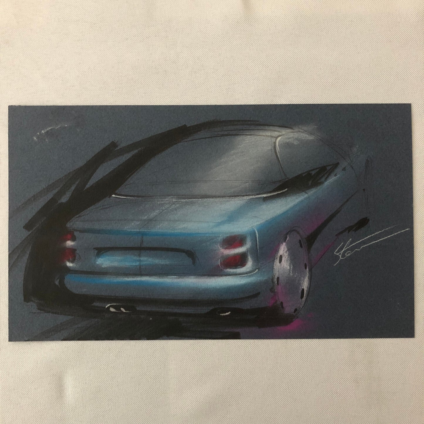 Styling Concept Car Illustration Art Drawing Sketch Vintage Original 1980s