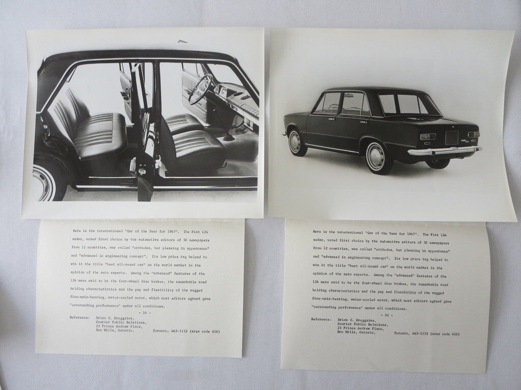 1967 Fiat Press Kit Brochure Photos 124 Station Wagon 124 Sedan - Canadian