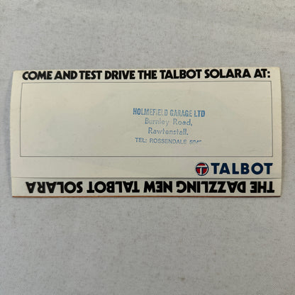 Talbot Solara Car Sales Brochure Catalog Advertising Vintage