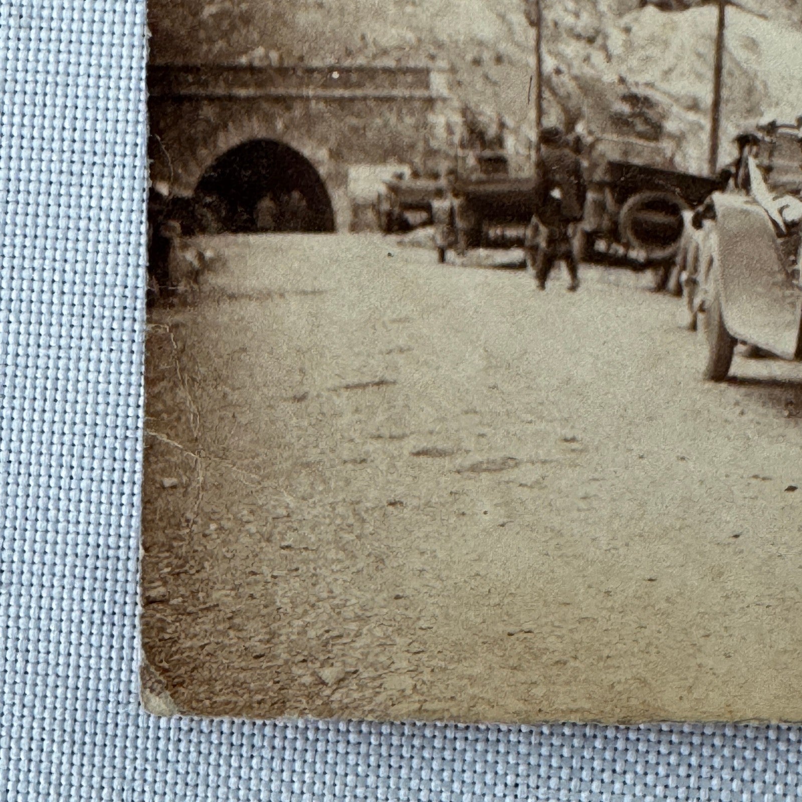 Vintage Photograph Man with Early Automobile Cars Mountain Great Image