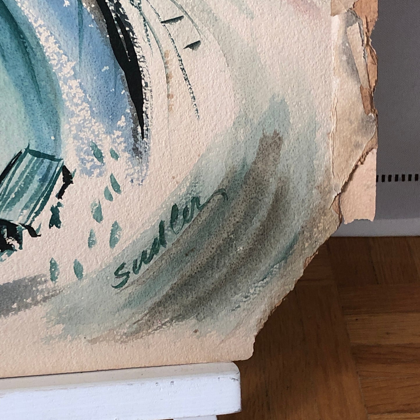 Vintage Painting Art Artwork Artist Arthur E Sudler Buildings Road Water