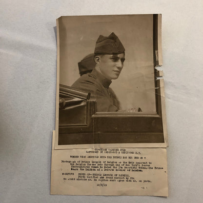 Prince Leopold of Belgium Portrait Vintage Press Photo Photograph American 1919