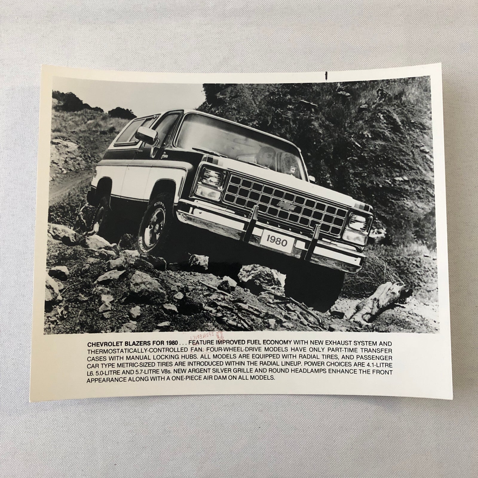 1980 Chevrolet Blazer Truck Press Photo Photograph Print Chevy