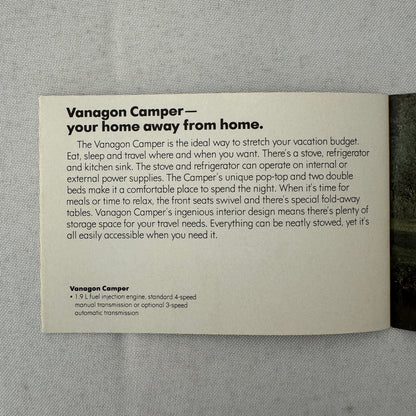 Volkswagen VW Car Sales Brochure Catalog Rabbit GTI Scirocco Vanagon Camper +