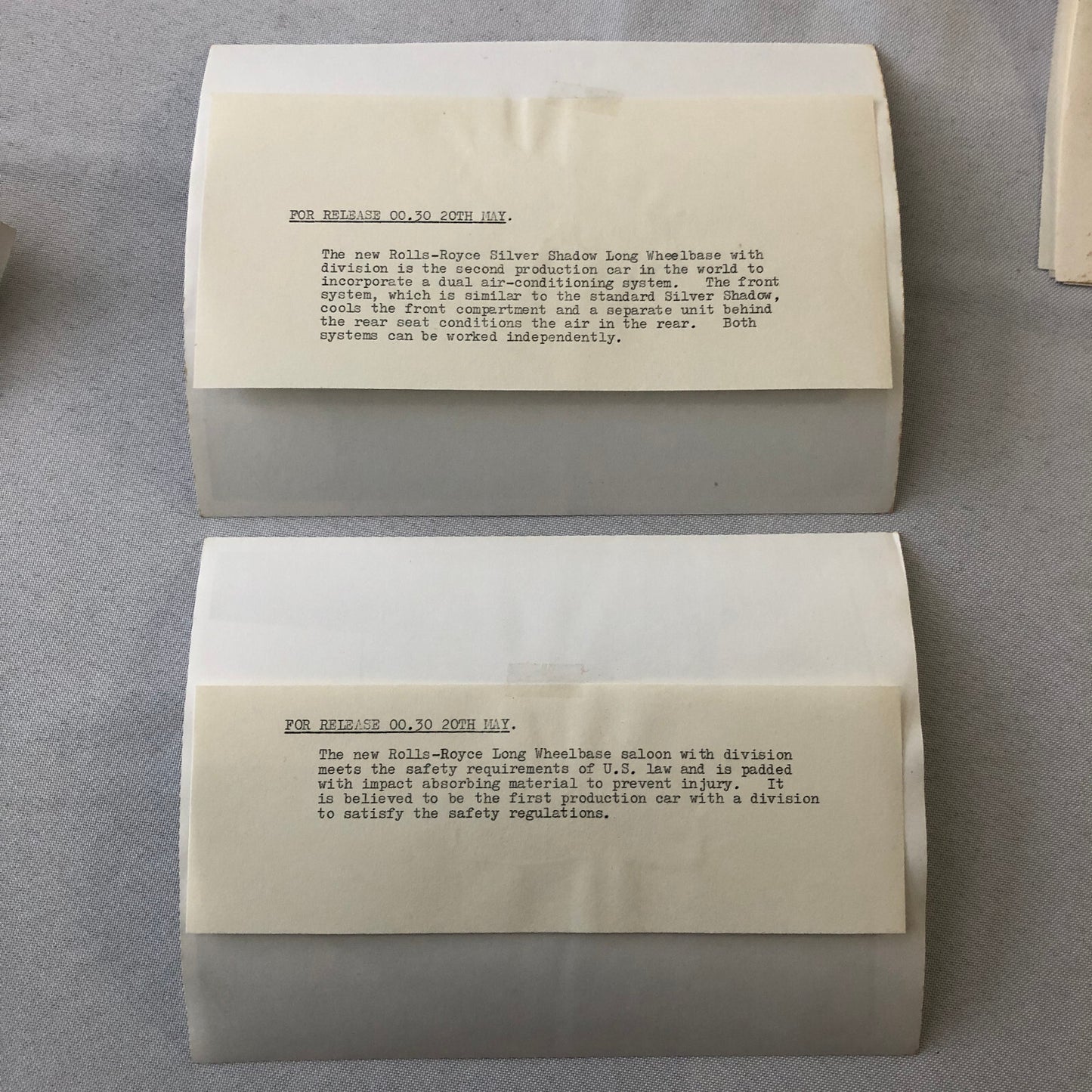 Rolls Royce Bentley Press Kit Photos Silver Shadow Long Wheelbase 1969 1970
