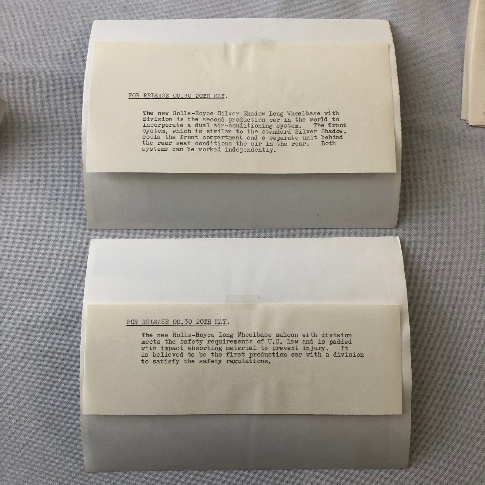 Rolls Royce Bentley Press Kit Photos Silver Shadow Long Wheelbase 1969 1970