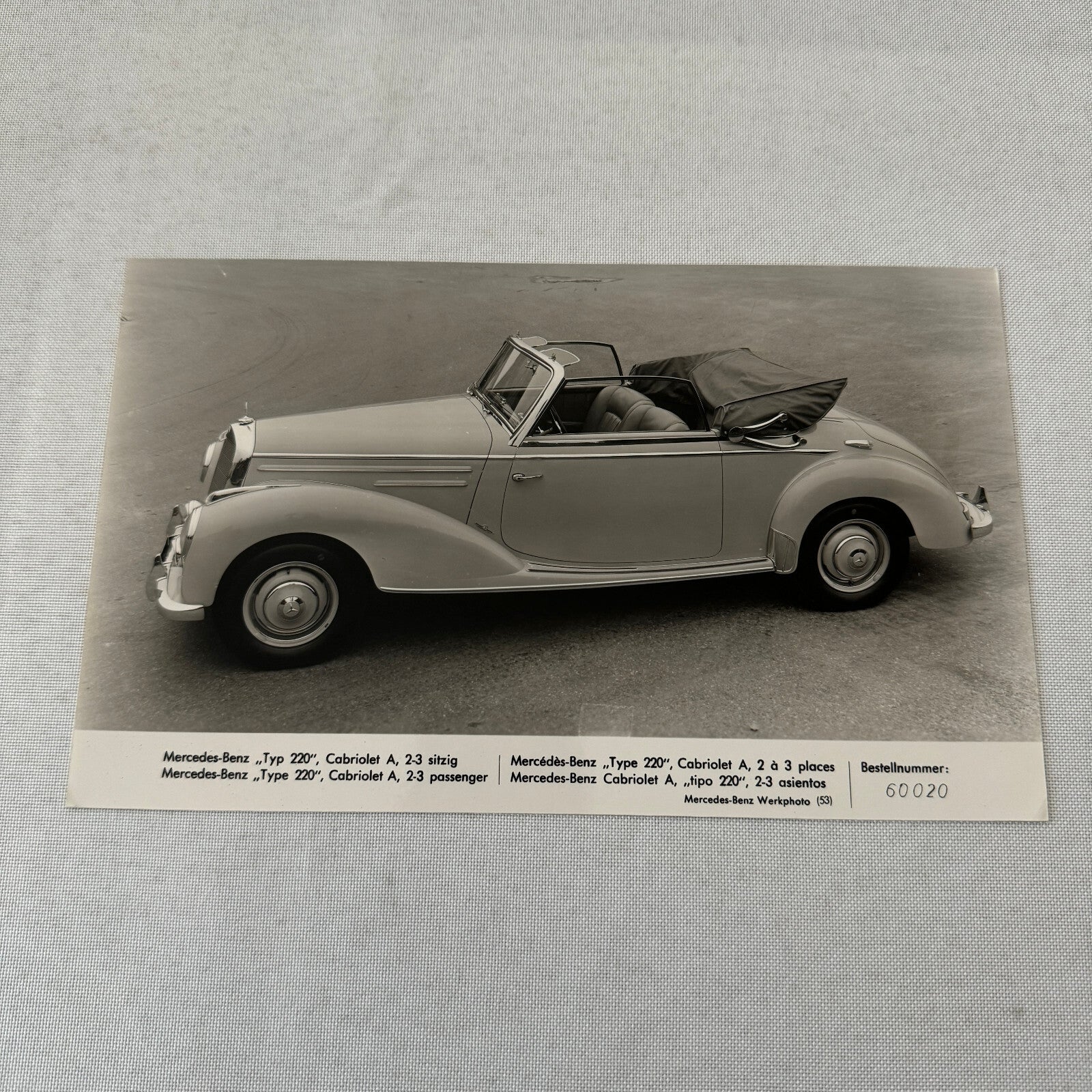 Mercedes Benz Typ 220 Cabriolet A Convertible Car Factory Press Photo Photograph