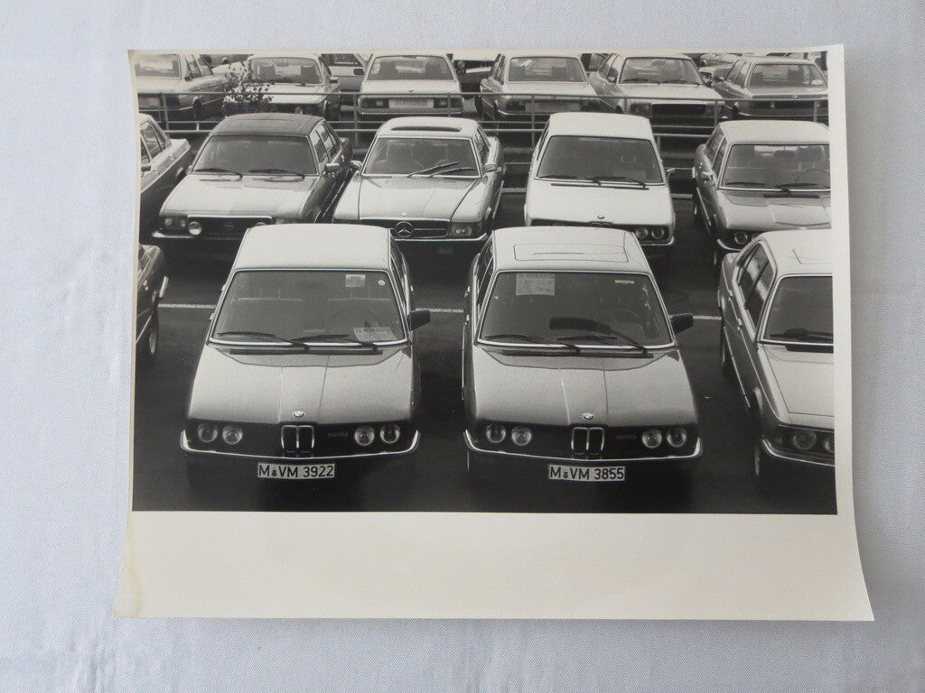 Vintage 1970s Photo Photograph Image - BMW & Mercedes Cars at Dealership ? 
