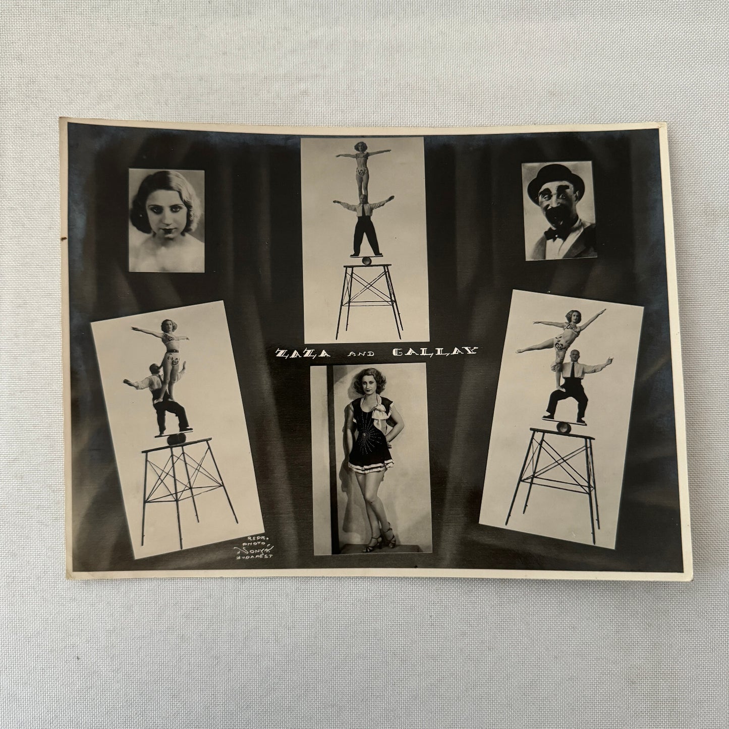 Vintage Circus Acrobat Balancing Act Photo Photograph Zaza and Gallai