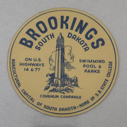 Vintage Hotel Travel Label Brookings South Carolina
