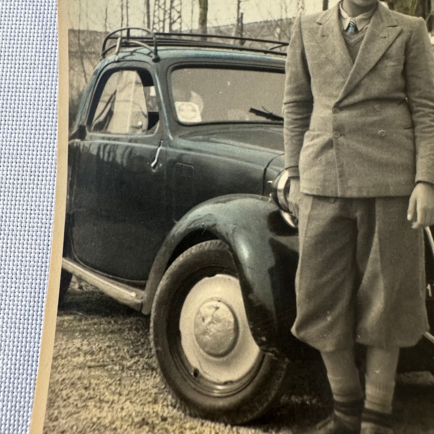Vintage Italian Photo Postcard Post Card Boy with Automobile Italy