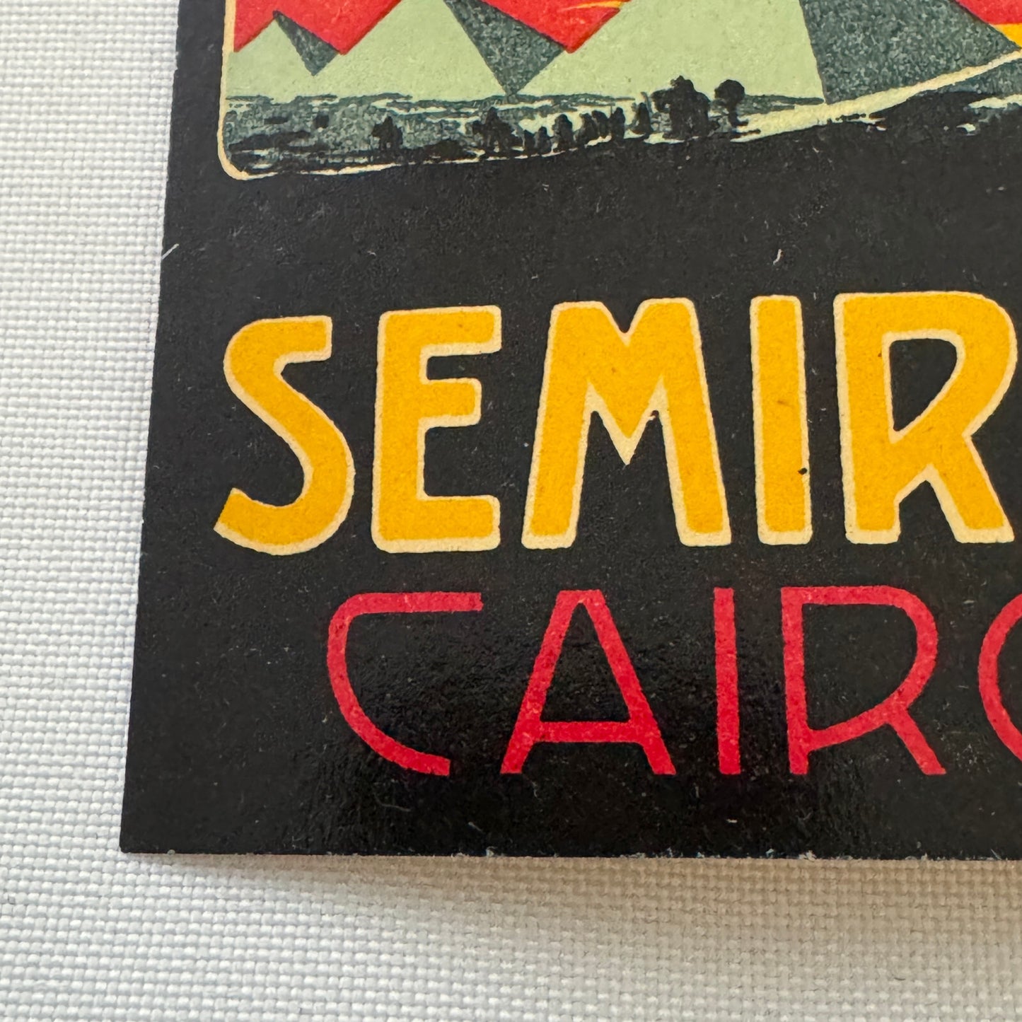 Vintage Travel Luggage Label Hotel Semiramis Cairo Egypt Egyptian