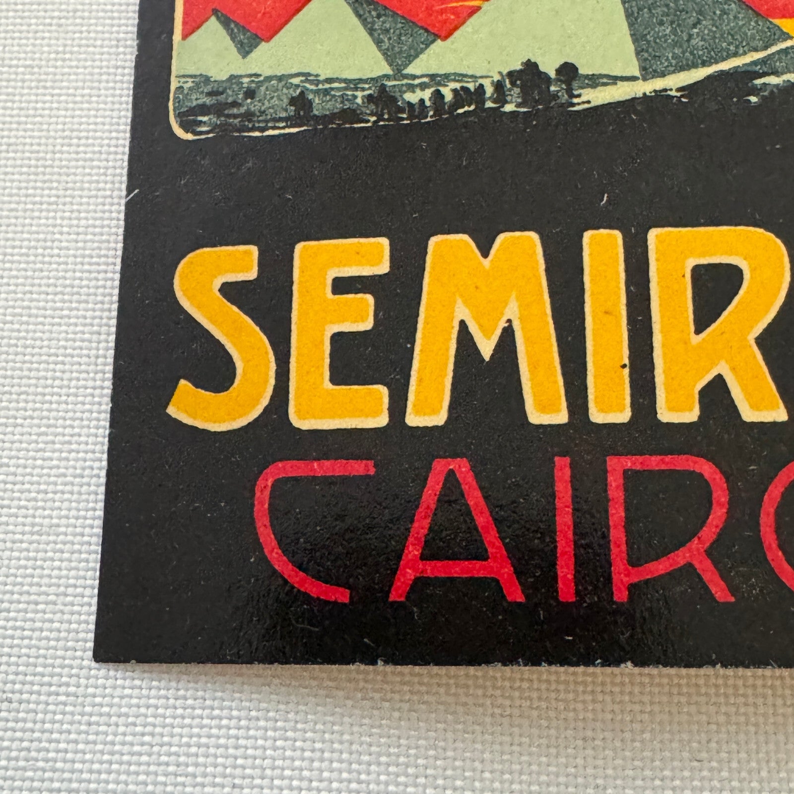 Vintage Travel Luggage Label Hotel Semiramis Cairo Egypt Egyptian