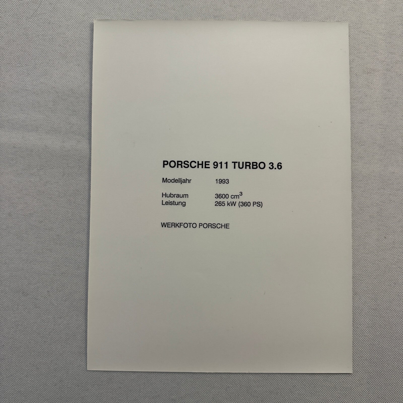 1993 Porsche 911 Turbo 3.6 Factory Photo Photograph Print