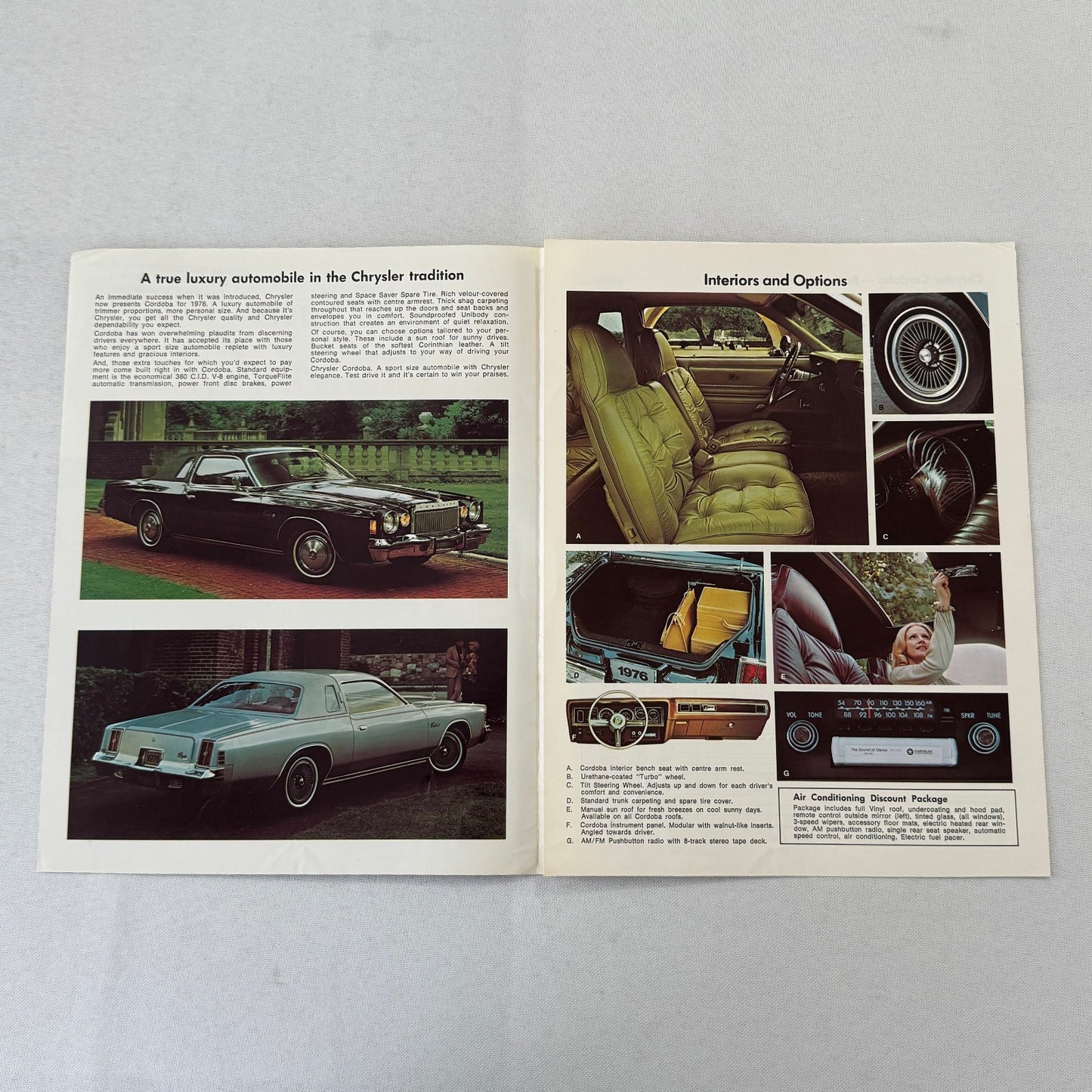 1976 Chrysler Cordoba Car Sales Brochure Catalog Advertising