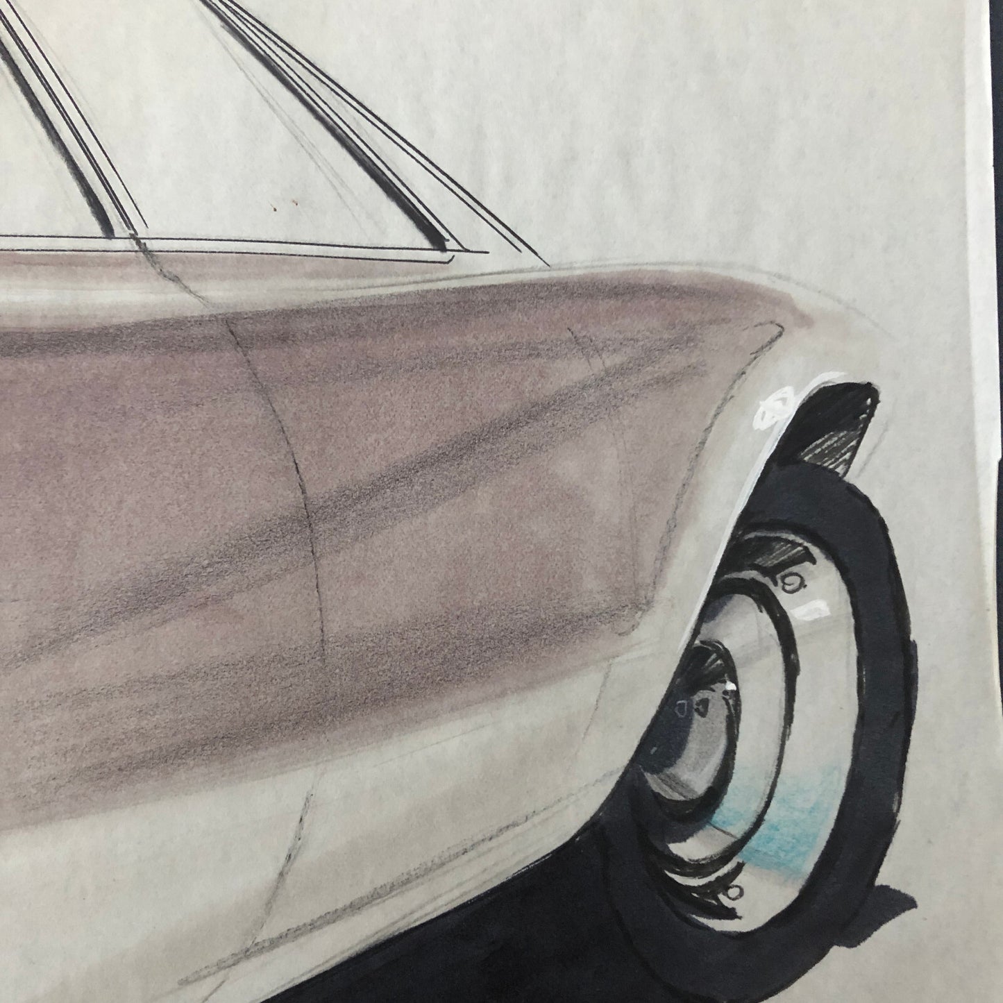 Styling Concept Car Illustration Art Drawing Sketch Vintage Original 1968