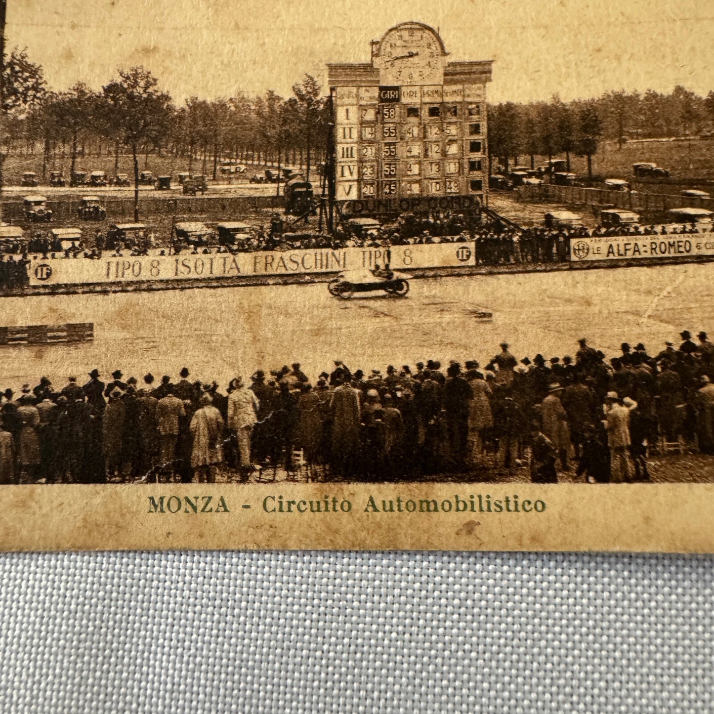 Vintage Monza Race Track Italian Postcard Post Card 1928 Pen Notation