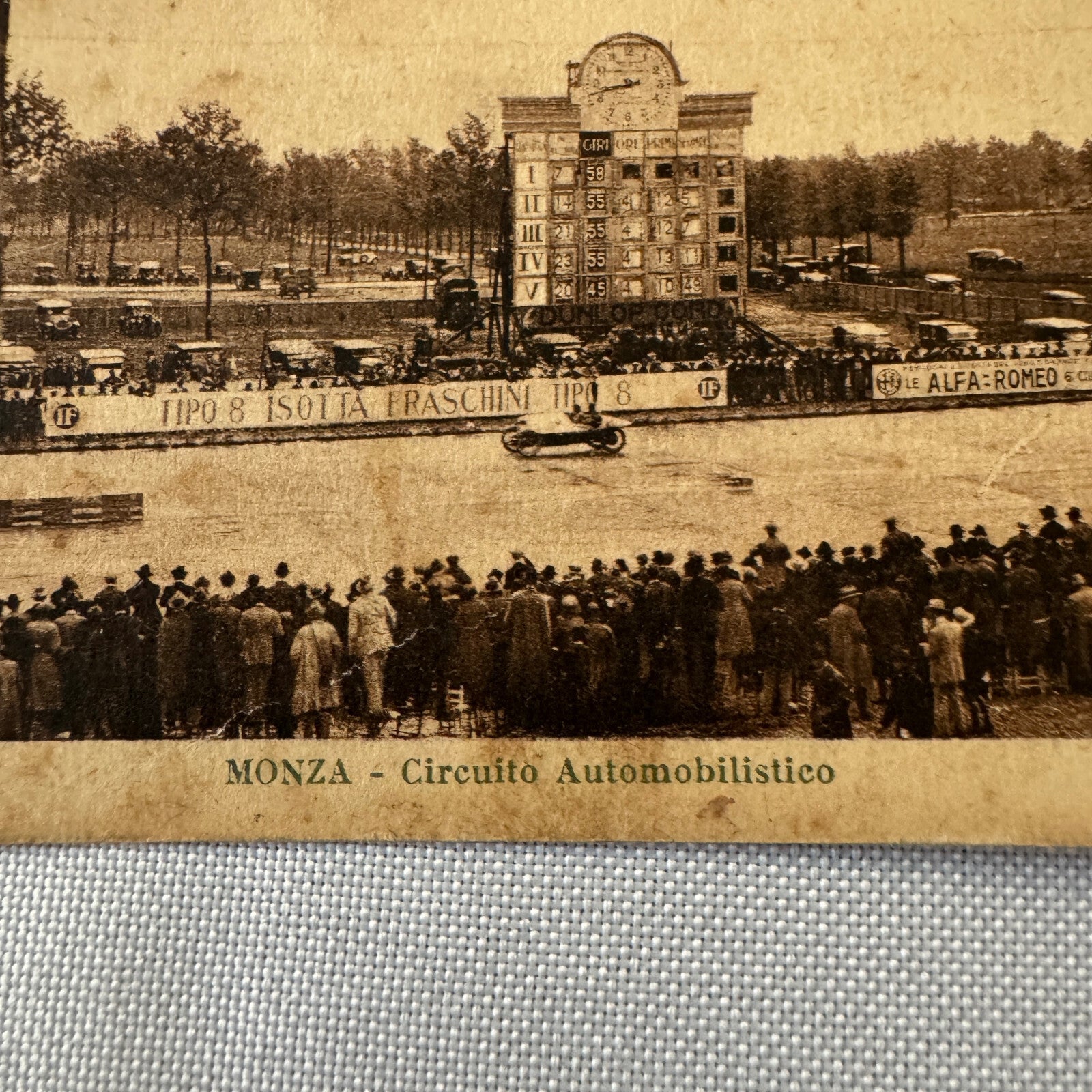 Vintage Monza Race Track Italian Postcard Post Card 1928 Pen Notation