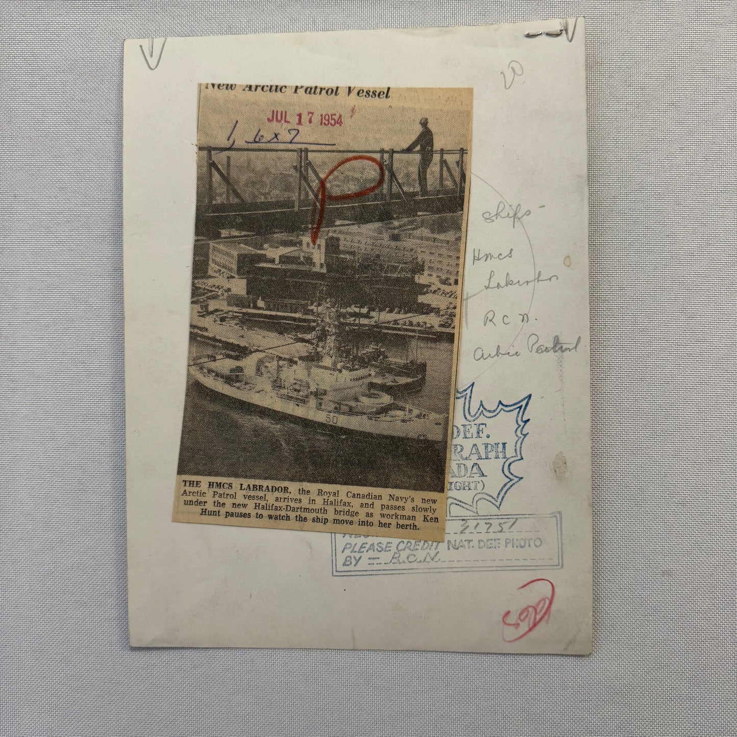 Royal Canadian Navy Ship HMCS Labrador Vintage Press Photo Photograph Print 1954