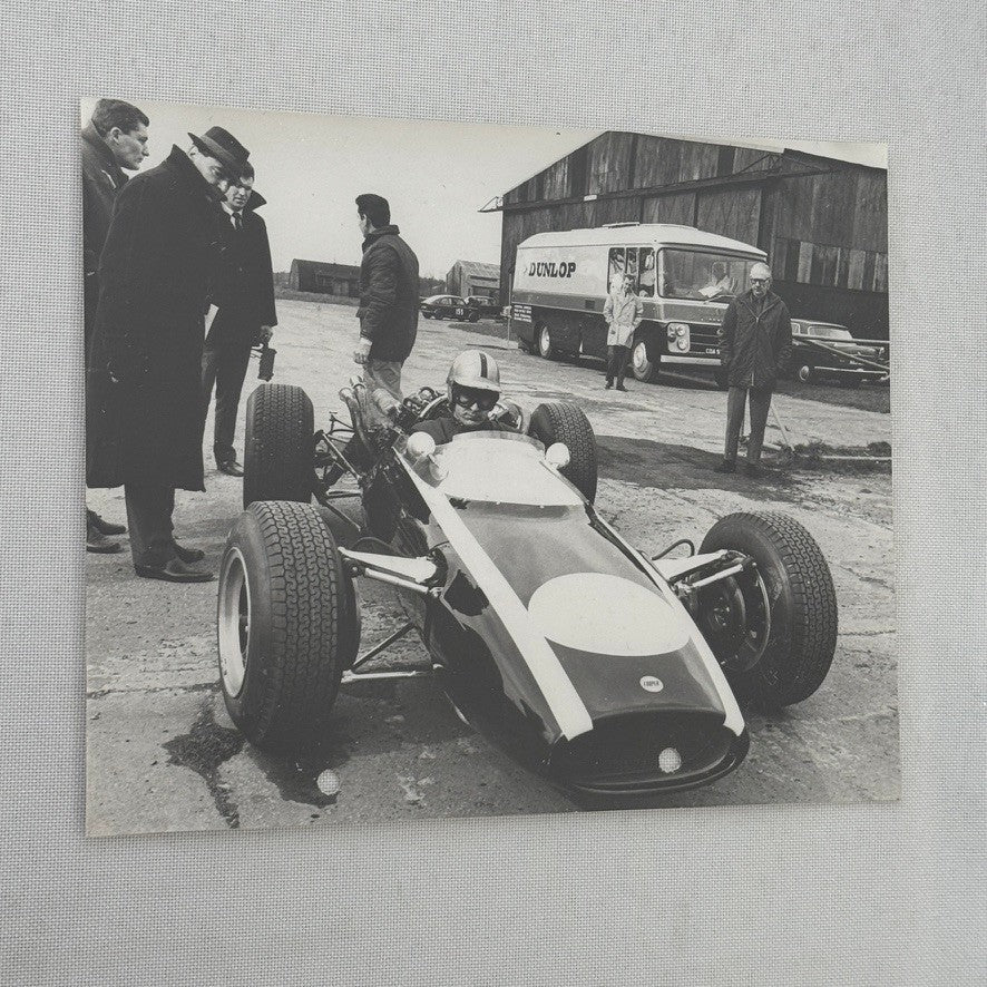 Vintage Racing Photograph John Cooper Maserati Car Ray Salvadori Driver Photo
