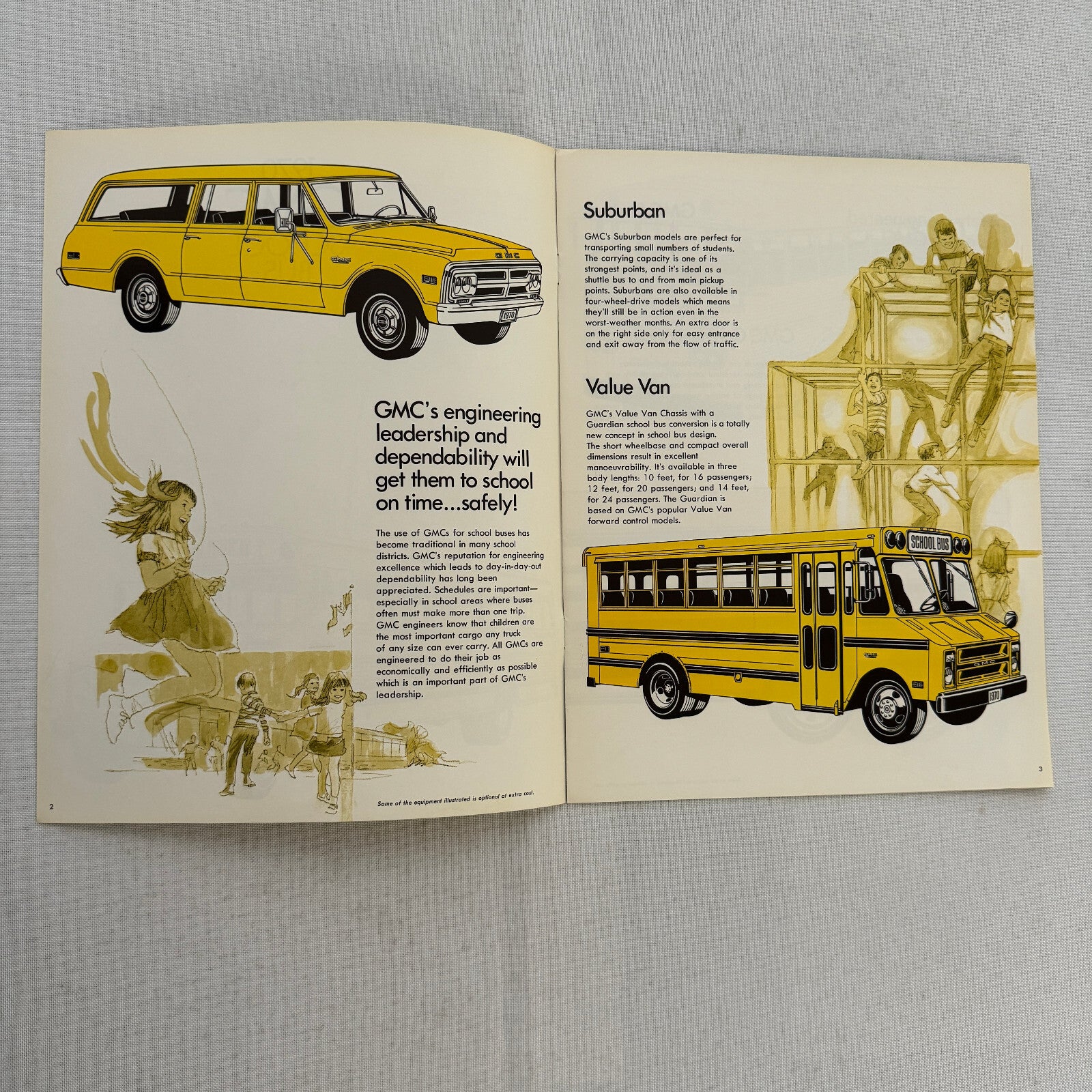 1970 GMC School Bus Sales Brochure Catalog Suburban Value Van Pusher