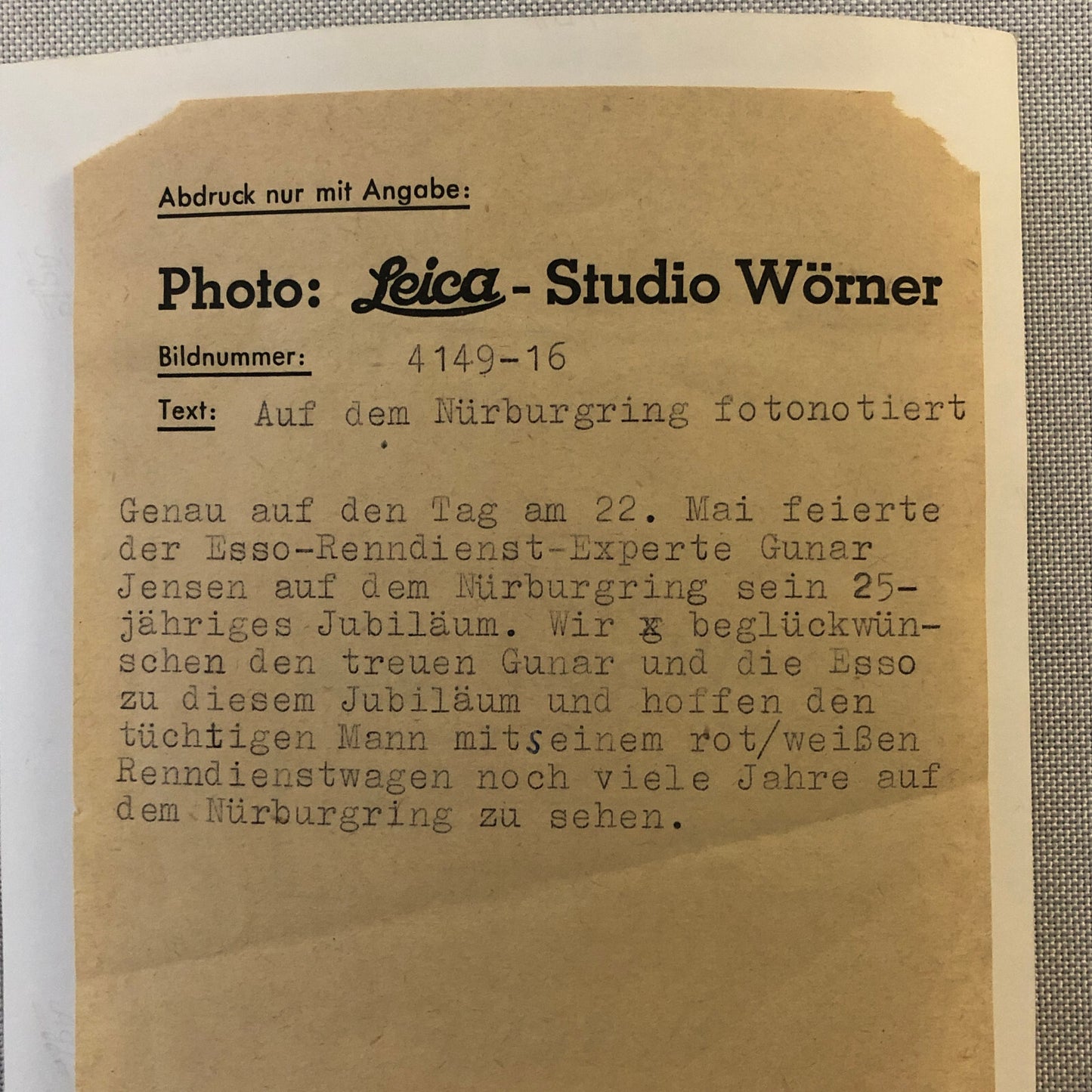 Vintage Racing Photo Photograph Nurburgring Studio Worner