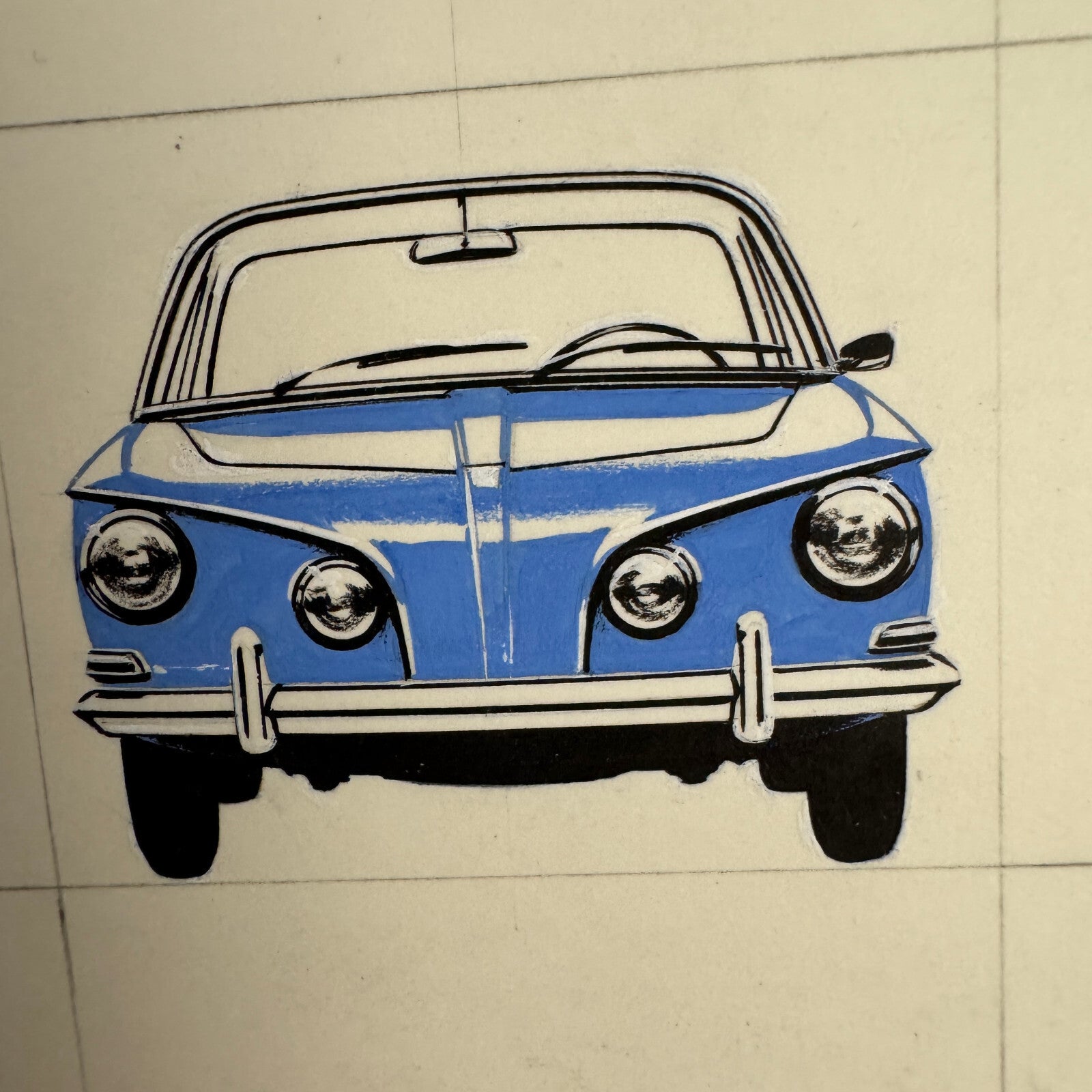 Volkswagen VW Karmann Ghia Automobile Illustration Art Drawing Hand Drawn