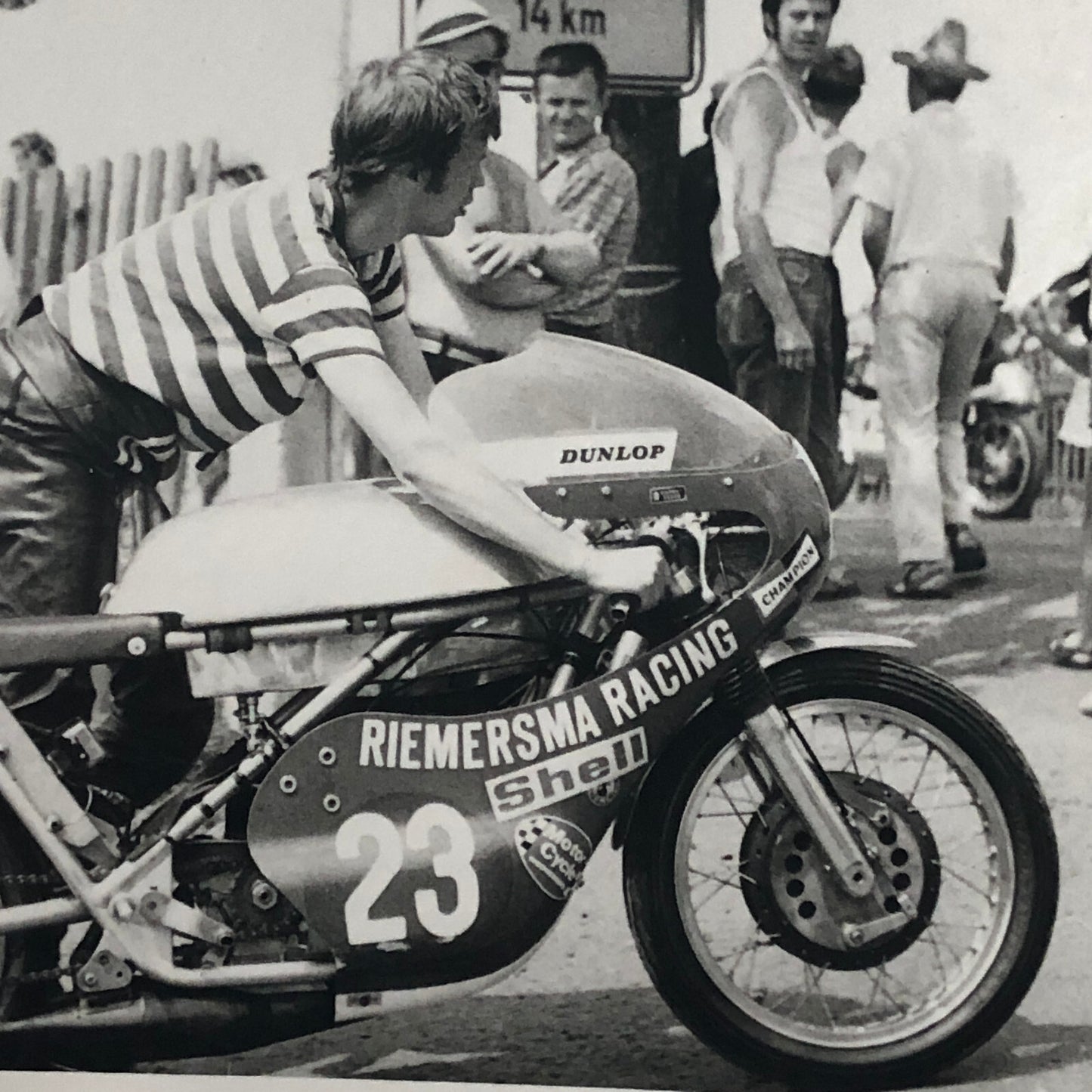 Vintage Motorcycle Racing Photo photograph Rider Theo Bult 1971 Yamsel Bike