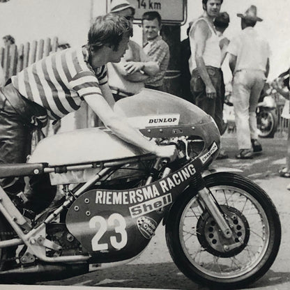 Vintage Motorcycle Racing Photo photograph Rider Theo Bult 1971 Yamsel Bike