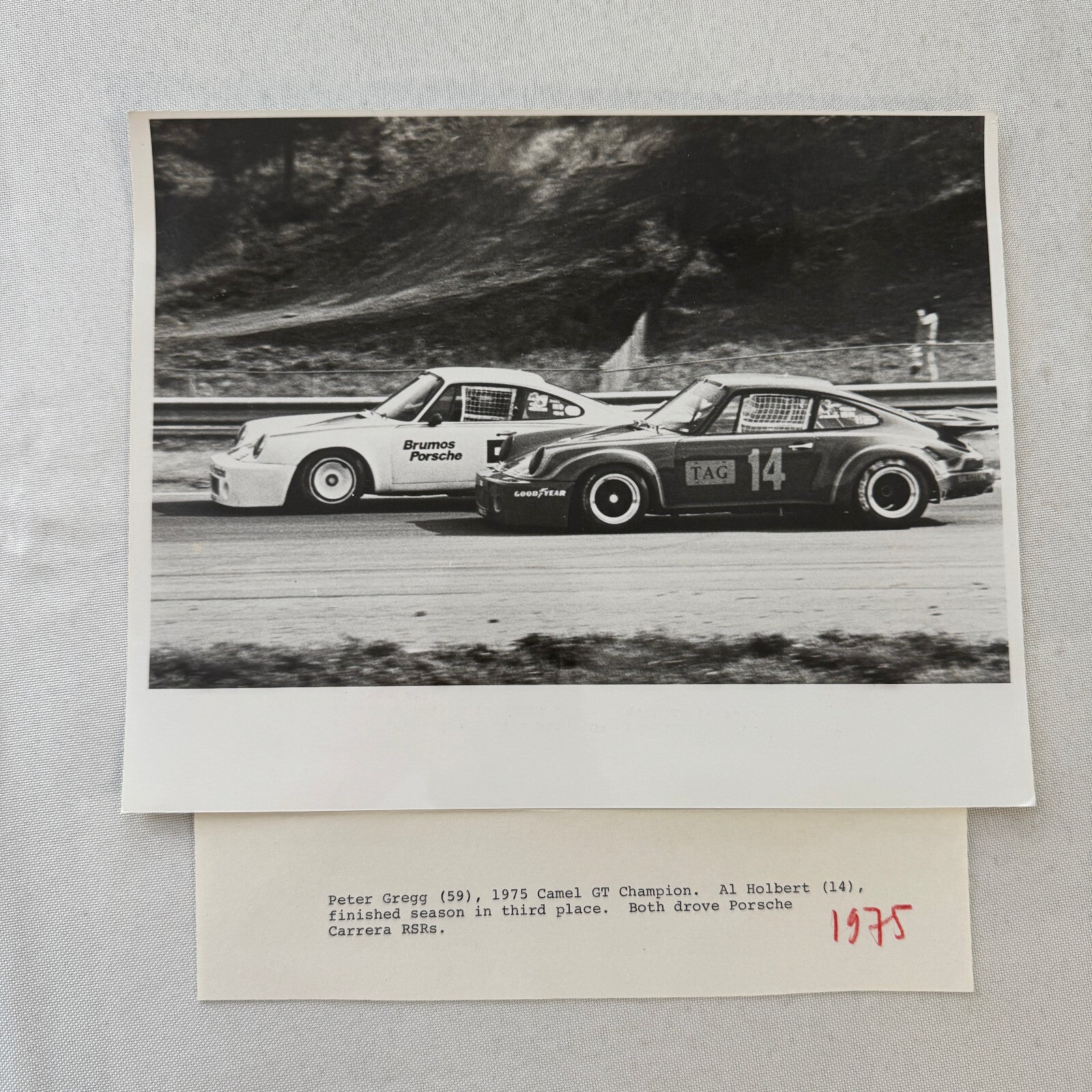 Porsche 911 Racing Photo Photograph 1975 Camel GT Al Holbert Peter Gregg 1975