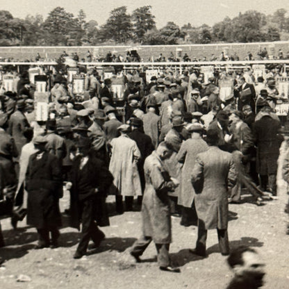 Vintage Photo Photograph Crowd at Horse Racing Track