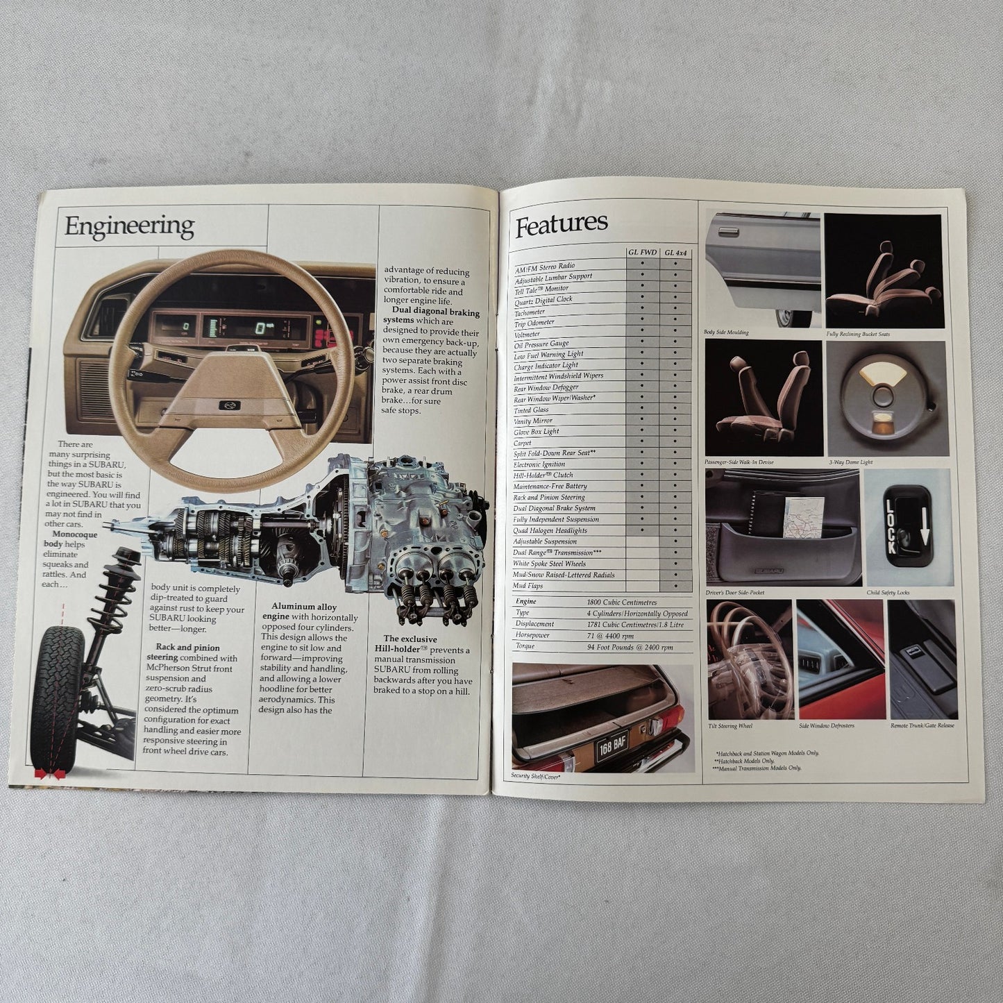 Vintage Subaru Car Sales Brochure Catalog Advertising GL Hatchback Wagon Sedan